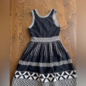 Maje Black and White Fit and Flare Cocktail Dress